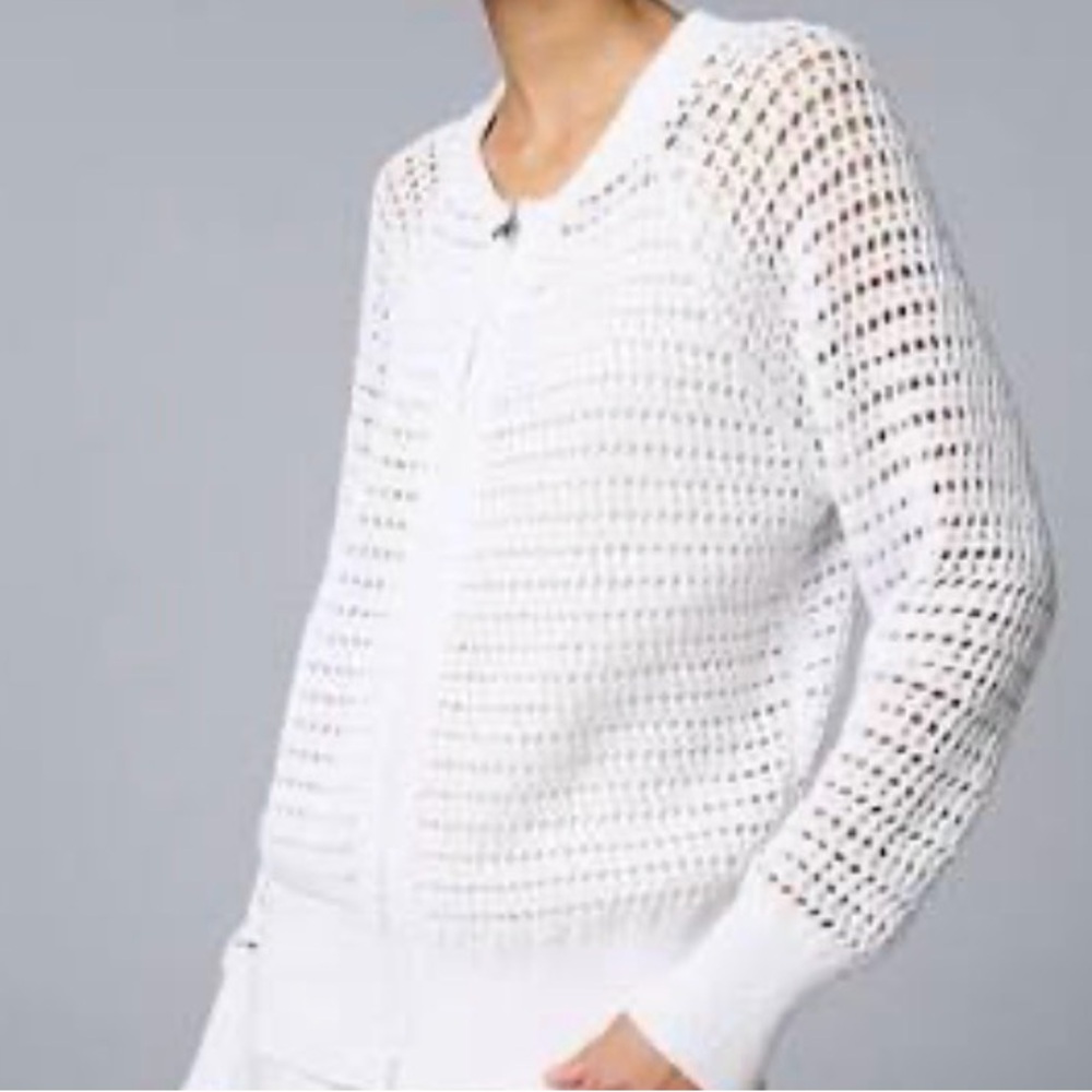 VERA WANG Simply Vera crochet hollowed out cardigan zip front XL